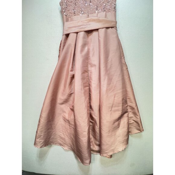 JH Evenings Womens V Neck High-Low Dress Tie Waist Size 4 Pink Sleeveless Summer - Picture 14 of 15